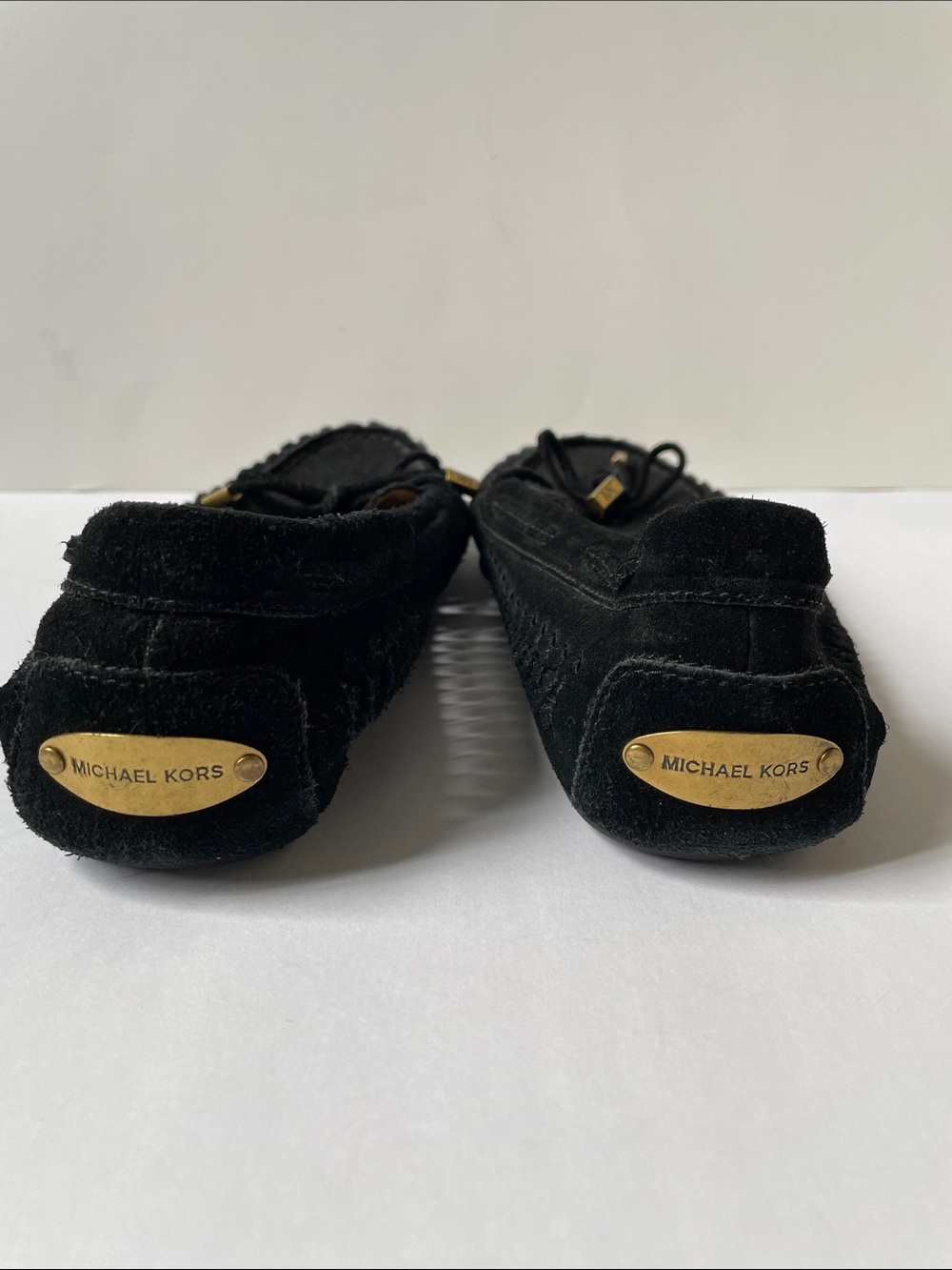 NWOT Michael Kors Black Suede Braided Trim Moccasin Flats. 7.5 M - Picture 3 of 6